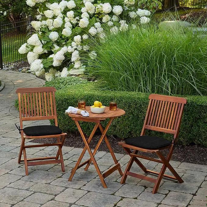 Arden Indoor/Outdoor Foam Seat Pad, 2 Pack, 17 x 16, Patio Cushion, Water Repellent, Fade Resistant, Foam Cushion Black Leala by GreenHaven Gardens