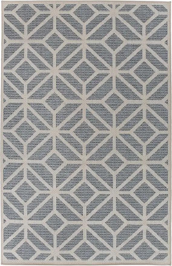 Rugshop Contemporary Geometric Indoor/Outdoor Area Rug 4' X 6' Blue by GreenHaven Gardens