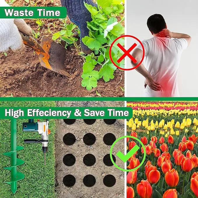 Auger Drill Bit for Planting, 4x25Inch Garden Earth Auger, Spiral Drill Hole Rapid Planter Seedling & Bedding Plant,Ground Planting Drill Bit Auger Post Hole Digger for 3/8''Hex Drive Drill by GreenHaven Gardens