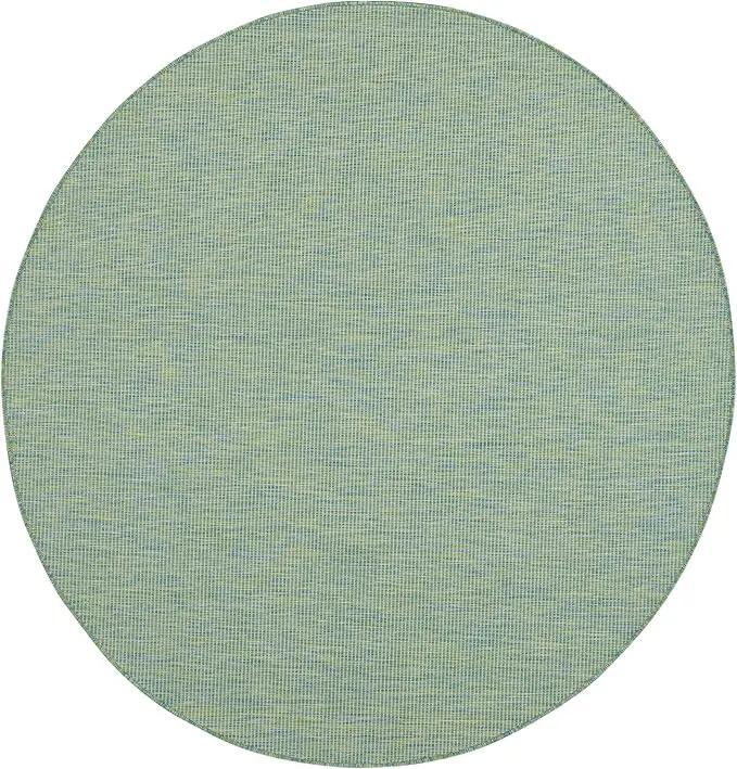 Nourison Positano Indoor/Outdoor Blue/Green 6' x Round Area Rug, Easy Cleaning, Non Shedding, Bed Room, Living Room, Dining Room, Backyard, Deck, Patio (6 Round) by GreenHaven Gardens
