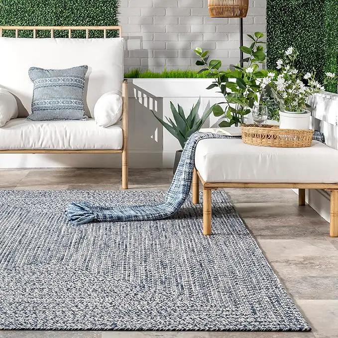 nuLOOM 10' x 14' Solid Hand Braided Indoor/Outdoor Area Rug, Pet-Friendly, High Traffic, Weather Resistant, for Patio, Balcony, Bedroom, Living, Dining Room, Wynn Navy by GreenHaven Gardens