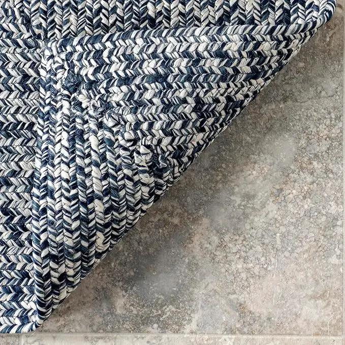 nuLOOM 2' x 8' Solid Hand Braided Indoor/Outdoor Area Rug, Pet-Friendly, High Traffic, Weather Resistant, for Patio, Balcony, Bedroom, Living, Dining Room, Wynn Navy by GreenHaven Gardens