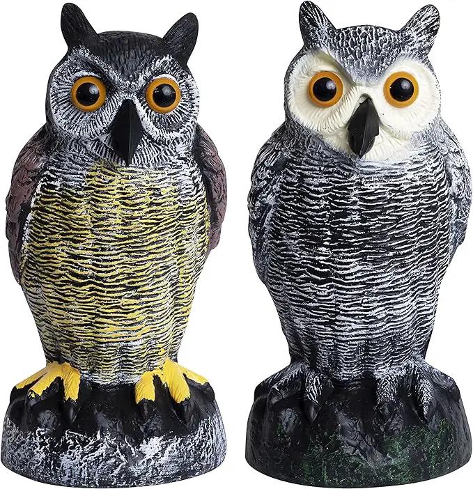Galashield Owl Decoy to Scare Birds Away | Plastic Owls to Scare Birds Away | Owl Statue for Garden & Outdoors by Galashield [Set of 2] by GreenHaven Gardens