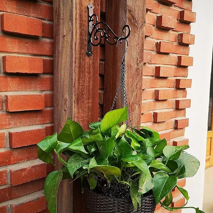 N+A Sunshine Iron Metal Hanging Planter Bracket, 2 Pack Wall Hooks for Hanging Birds Feeders, Latern, Wind Chimes, Coat, Decorative Indoor Outdoor (Black) by GreenHaven Gardens