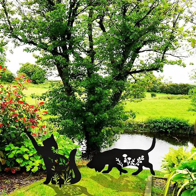 Metal Black Cat Stake Garden Garden Statue, Yard Decoration Art Lawn, Cat Gifts for Cat Lovers, Outdoor Home Decoration Metal Animal Statue by GreenHaven Gardens