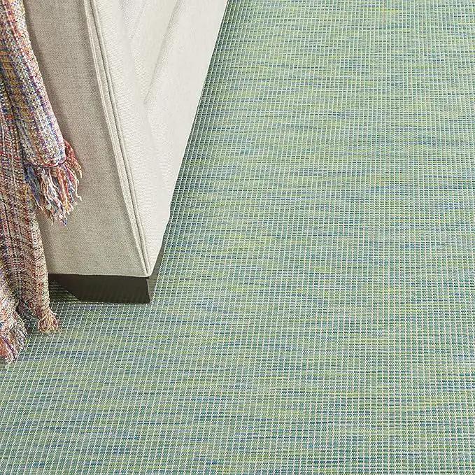 Nourison Positano Indoor/Outdoor Blue/Green 8' x Round Area Rug, Easy Cleaning, Non Shedding, Bed Room, Living Room, Dining Room, Backyard, Deck, Patio (8 Round) by GreenHaven Gardens