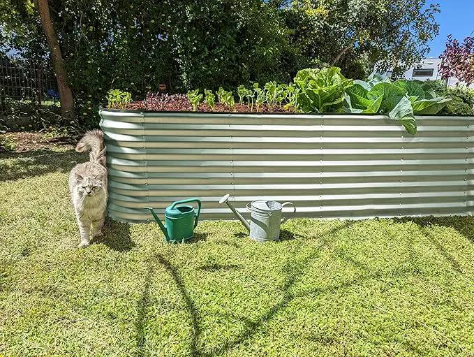 Galvanized Raised Garden Beds Outdoor // 8×2×2 ft Planter Raised Beds for Gardening, Vegetables, Flowers // Large Metal Garden Box (Silver) // Patented Tool-Free Design by GreenHaven Gardens