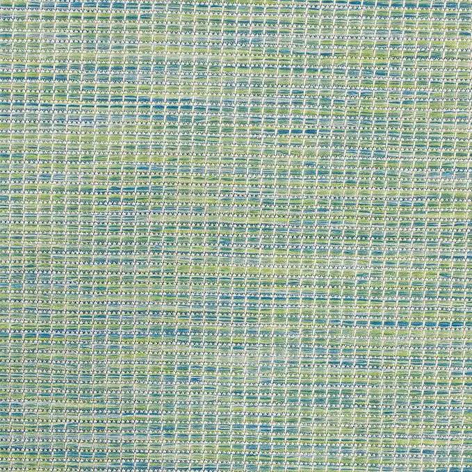 Nourison Positano Indoor/Outdoor Blue/Green 8' x Round Area Rug, Easy Cleaning, Non Shedding, Bed Room, Living Room, Dining Room, Backyard, Deck, Patio (8 Round) by GreenHaven Gardens