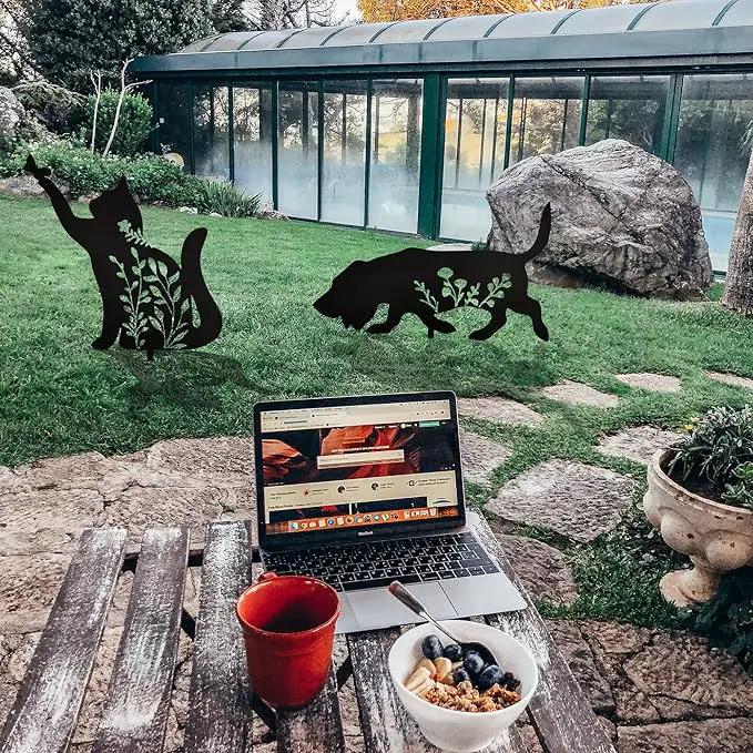 Metal Black Cat Stake Garden Garden Statue, Yard Decoration Art Lawn, Cat Gifts for Cat Lovers, Outdoor Home Decoration Metal Animal Statue by GreenHaven Gardens