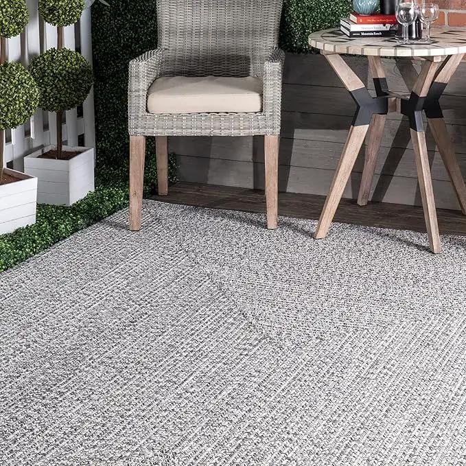 nuLOOM Oval 5' x 8' Solid Hand Braided Indoor/Outdoor Area Rug, Pet-Friendly, High Traffic, Weather Resistant, for Patio, Balcony, Bedroom, Living, Dining Room, Wynn Salt and Pepper by GreenHaven Gardens