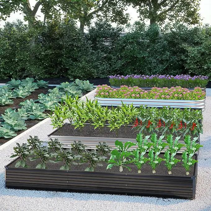 12x2x1FT Galvanized Raised Garden Bed Kit,Vegetable Boxes-Rectangle Metal Flower Box,Large Planter Raised Beds Outdoor Garden for Planting,Fruit,Herb-Sliver by GreenHaven Gardens