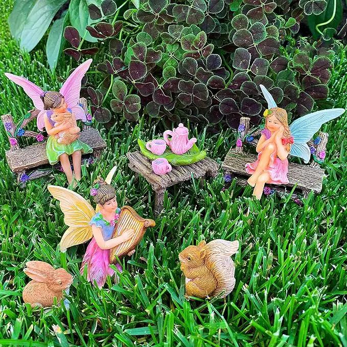 Mood Lab Fairy Garden - Miniature Figurines & Accessories Starter Kit - Fairy Garden Set of 12 pcs - Outdoor or House Decor by GreenHaven Gardens