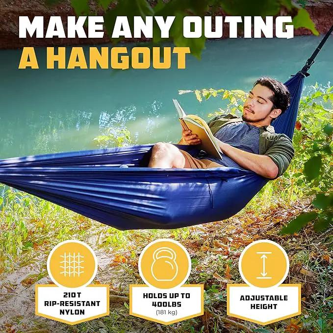 Wise Owl Outfitters Camping Hammock – 500lbs Portable Hammock with Tree Straps - Travel, Backpacking, Hiking, Outdoors Camping Gear - Single or Double by GreenHaven Gardens