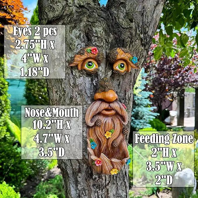 Mood Lab Tree Face Decor - Outdoor Tree Bird Feeder - Old Man Tree Face Decoration - Tree Garden Hugger - Yard Art Statues by GreenHaven Gardens