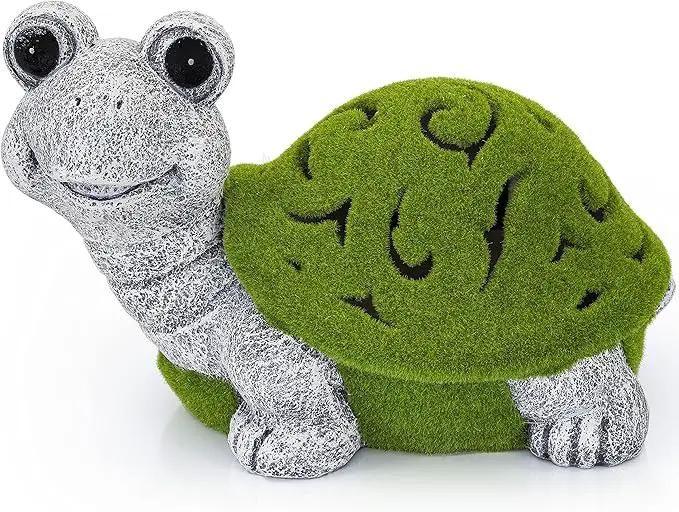VP Home Lazy Turtle with Flocked Shell Solar Powered LED Outdoor Decor Garden Light - Great Addition for Your Garden, Solar Powered Light, Suitable for Outside Patio Lawn Gifts by GreenHaven Gardens