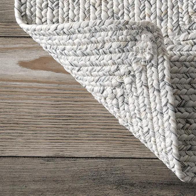nuLOOM 8' Round Solid Hand Braided Indoor/Outdoor Area Rug, Pet-Friendly, High Traffic, Weather Resistant, for Patio, Balcony, Bedroom, Living, Dining Room, Wynn Ivory by GreenHaven Gardens