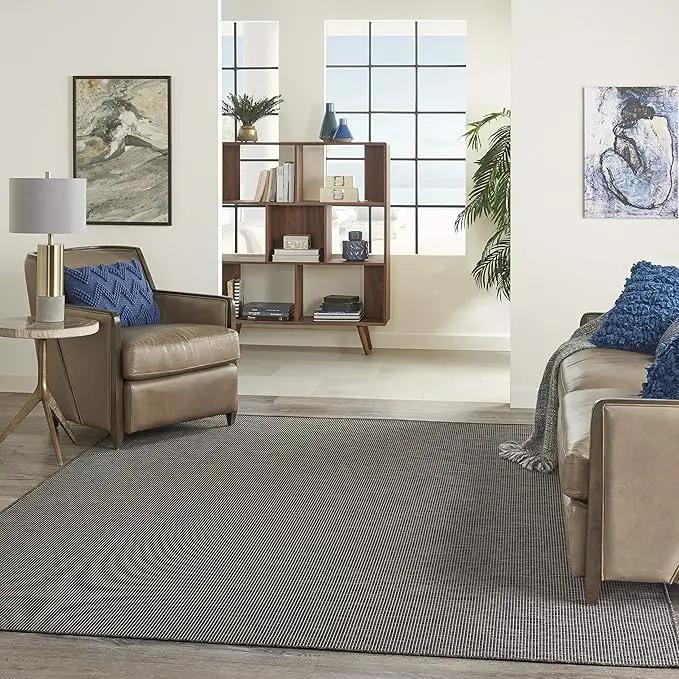 Nourison Home Positano Charcoal 8' x 10' Area Rug, Modern, Solid, Indoor/Outdoor, Easy Cleaning, Non Shedding, Bed Room, Living Room, Deck, Backyard by GreenHaven Gardens