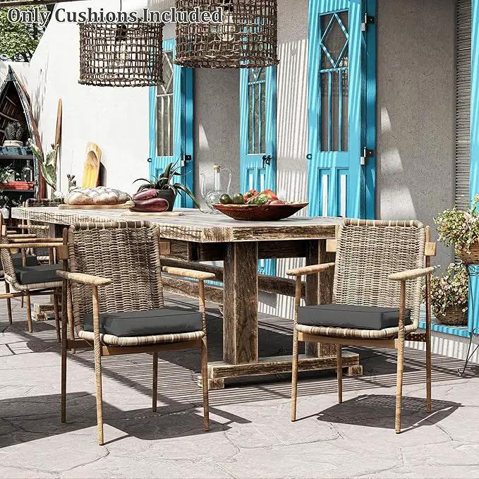 Patio Chair Cushions 17 X 16 X 3 Inch Waterproof Outdoor Seat Cushions for Patio Furniture, Outdoor Sofa Couch Pads with Ties & Handle, Set of 2, Grey by GreenHaven Gardens