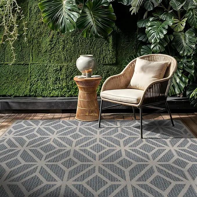 Rugshop Contemporary Geometric Indoor/Outdoor Area Rug 4' X 6' Blue by GreenHaven Gardens