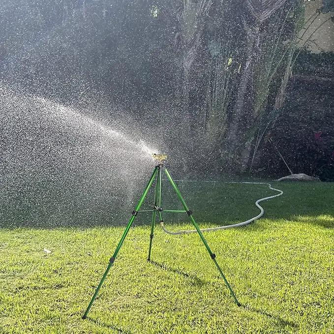 Biswing Impact Sprinkler Head on Tripod Base, Extends Up to 50 Inch Heavy Duty Lawn Sprinkler, 360 Degree Large Area Irrigation, Adjustable Coverage Brass Nozzle Alloy Metal Tower Sprinkler, 2 Pack by GreenHaven Gardens