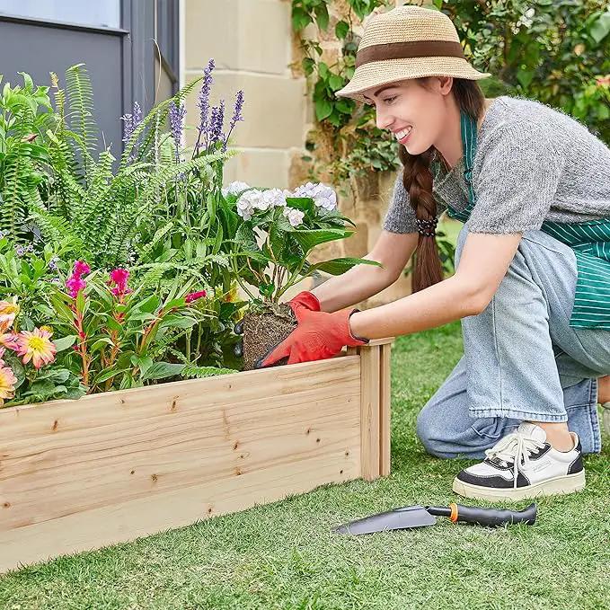 Yaheetech 8×2ft Wooden Horticulture Raised Garden Bed Divisible Elevated Planting Planter Box for Flowers/Vegetables/Herbs in Backyard/Patio Outdoor, Natural Wood, 95 x 25 x 11in by GreenHaven Gardens