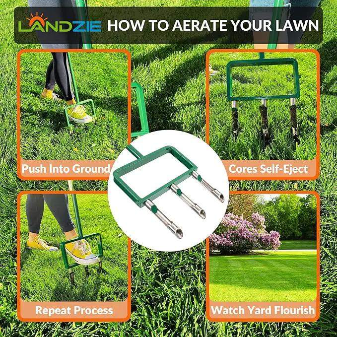 LANDZIE Lawn Aerator Replacement Tines - Set of 3 Hollow Tines for Aerator Lawn Tool - 3 Heavy Duty Stainless Steel Manual Lawn Aerator Add-on Hollow Tines for Compacted Soil - Manual Hand Coring Tool by GreenHaven Gardens
