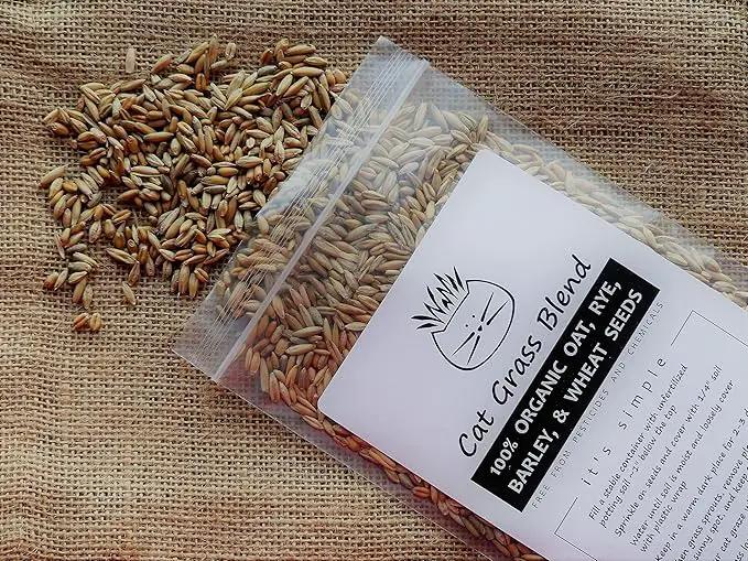 Simple Cat Grass Blend | 100% US Organic + 4 Popular Seeds | Wheat, Barley, Oats, Rye Mix Combo | Show Your Love with a Healthy Pet Snack Treat (6 Ounce ~4800 Seeds) by GreenHaven Gardens