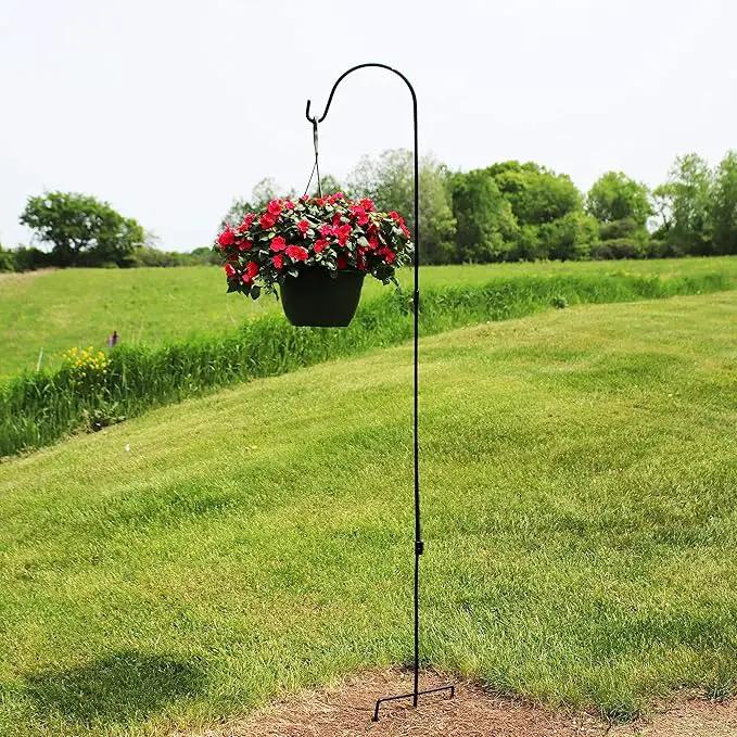 Sunnydaze 82-Inch Outdoor Heavy-Duty Shepherd Hook - Black - Set of 2 by GreenHaven Gardens