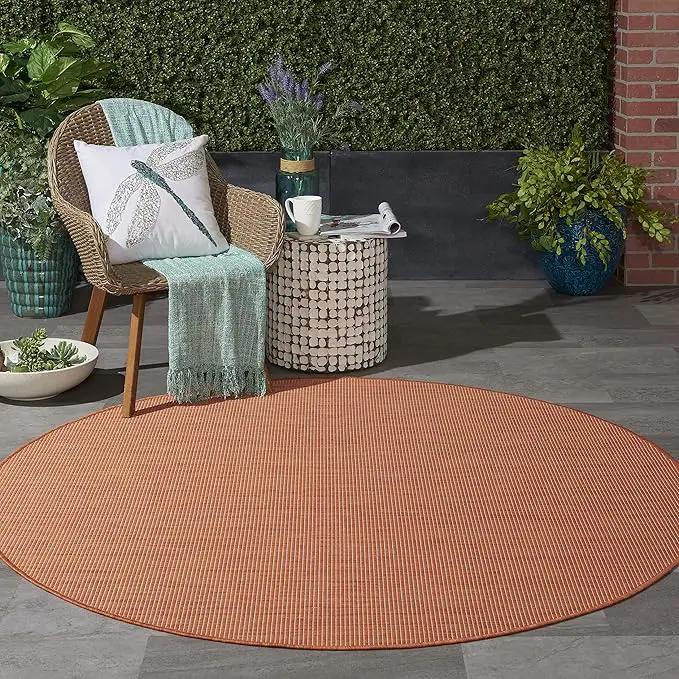 Nourison Positano Indoor/Outdoor Terracotta 6' x Round Area Rug, Easy Cleaning, Non Shedding, Bed Room, Living Room, Dining Room, Backyard, Deck, Patio (6 Round) by GreenHaven Gardens