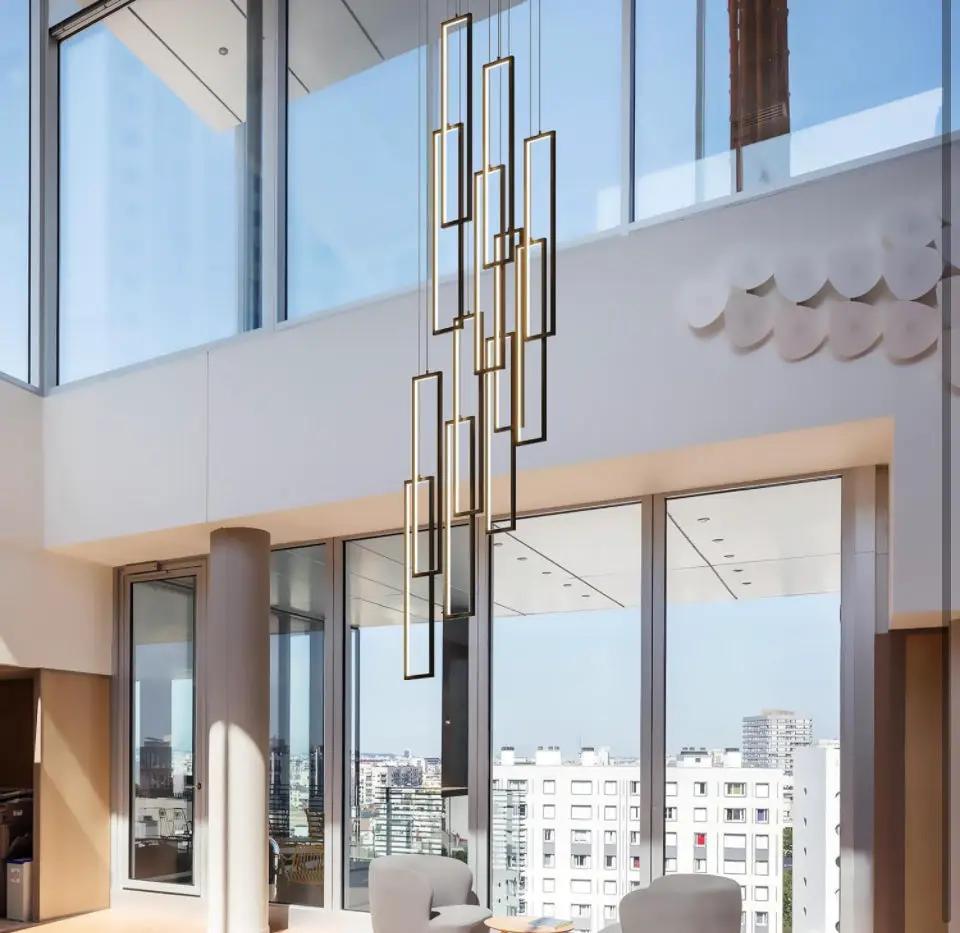 UPGENT Simple Modern LED Chandelier Stair Chandelier Dimmable 12 Ring Rectangular Chandelier high Door for Living Room lamp Hall lamp Remote Control by Selzalot