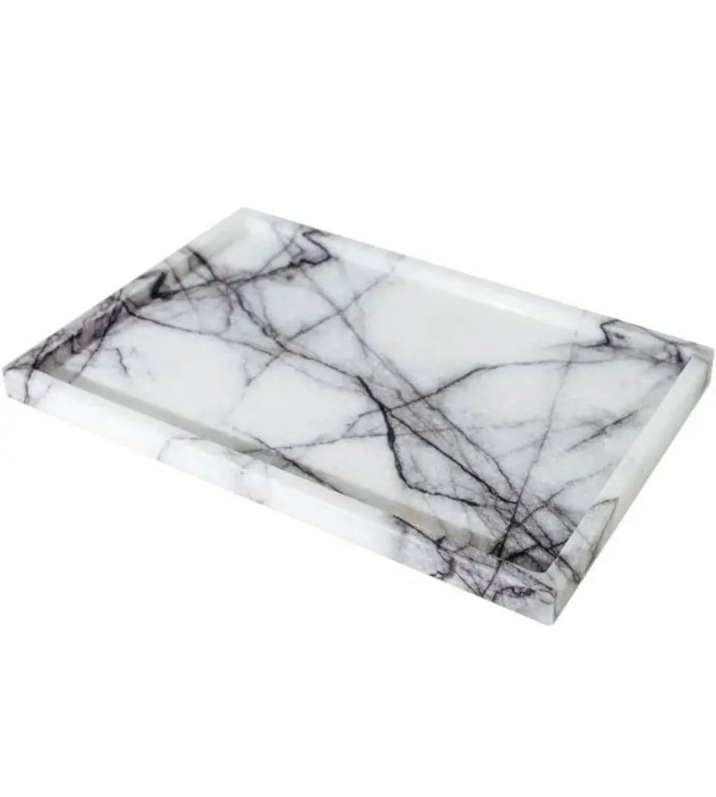 Open box DUANYAN Real Luxurious Vanity Tray Natural Genuine Marble Storage Tray for Home Decor Stone Tray for Bathroom/Kitchen/Vanity/Dresser Non-Res by Selzalot