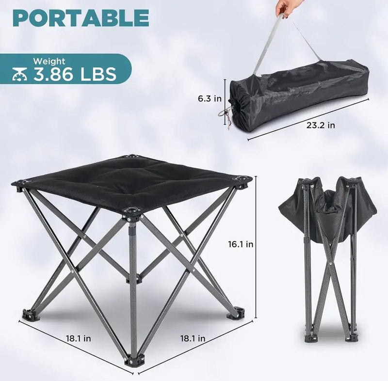 Open Box FUNDANGO Folding Camping Stool, 2 Pack 18.1 Inch Oversized Foot Stools 330 Lbs Heavy Duty Portable Padded Seat Anti-Slip Foots & Carry Bag fo by Selzalot