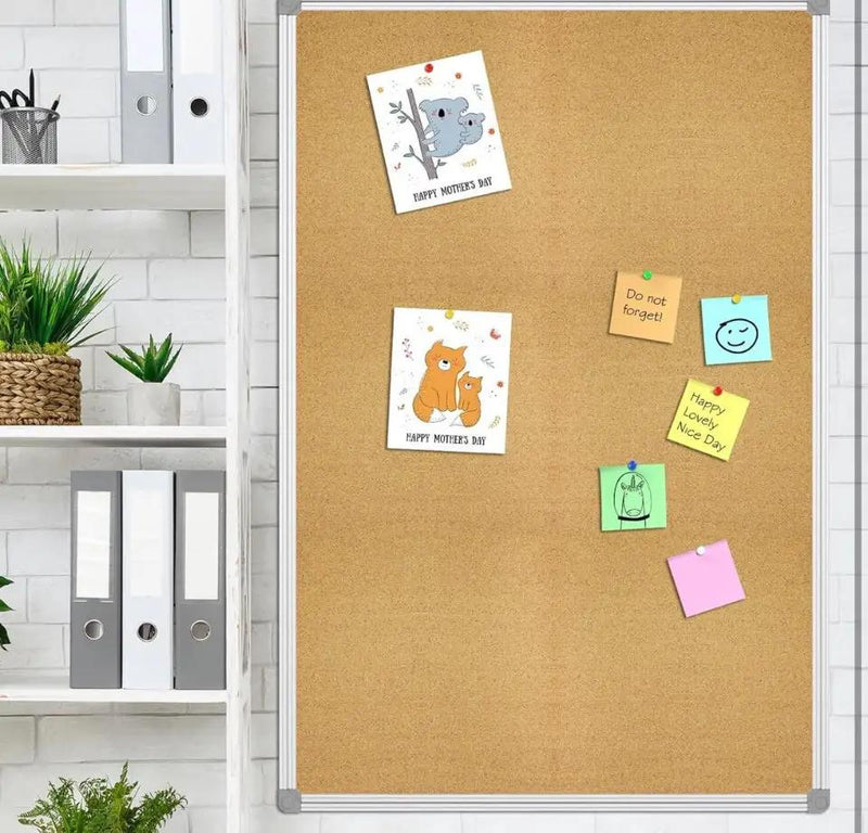 Lockways Cork Board Bulletin Board, Double Sided Corkboard 36" x 24", Wall-Mounted Aluminum Framed Message Presentation Notice Board 3 x 2 by Selzalot