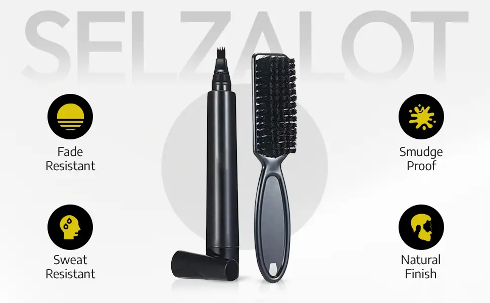 SELZALOT 4-Tip Beard Filler Pen Kit - Waterproof, Sweat-Proof, Long-Lasting Coverage for a Fuller Beard with Brush by Selzalot