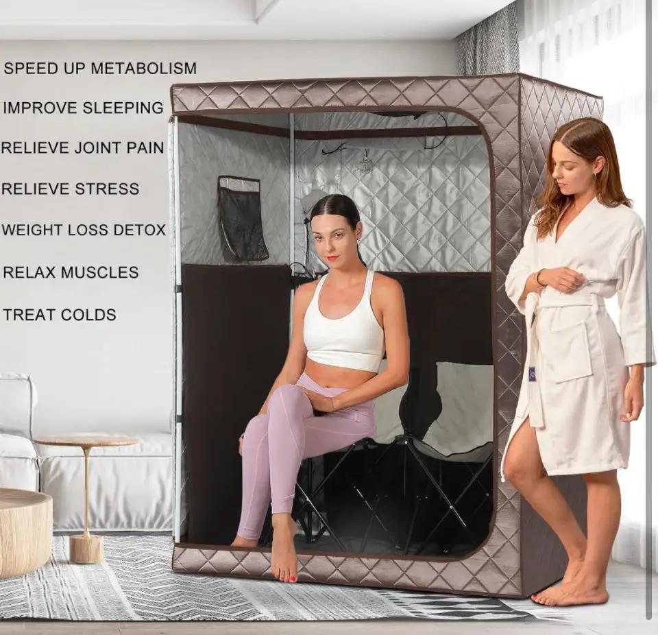TaTalife Portable 1-2 Person Infrared Saunas for Home, Full Spectrum Infrared Sauna, Full Size Large Space Spa, 2 Portable Upgrade Chair, Oversize Full Body Home Sauna Spa for Relaxation & Detox by Selzalot