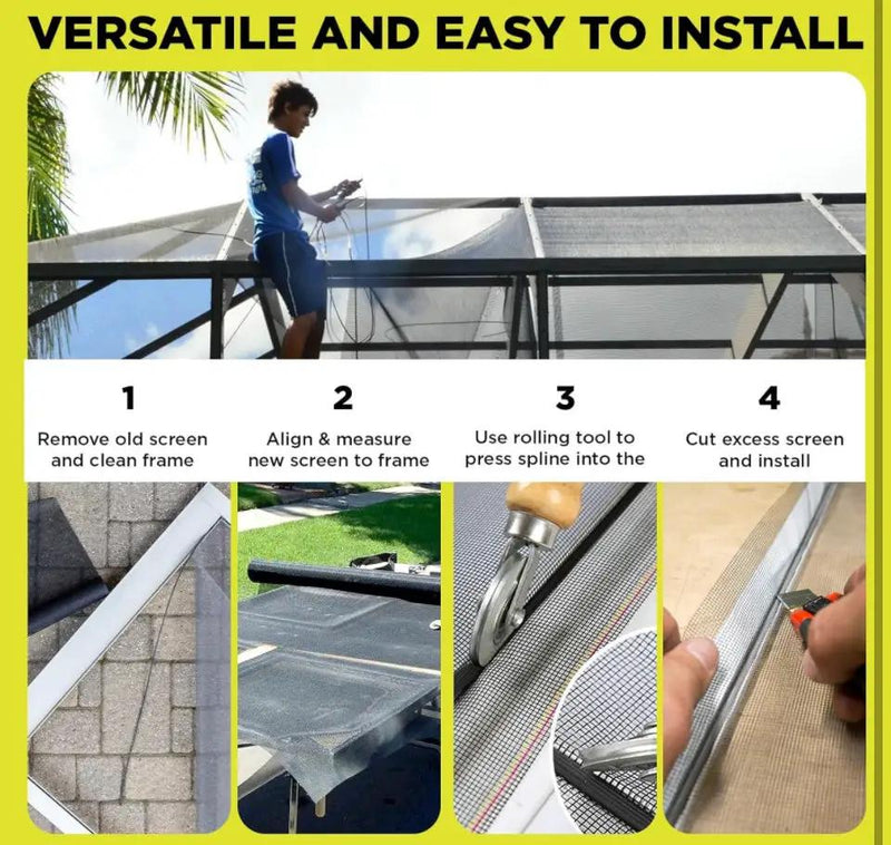 Docazoo DocaScreen Window Screen Replacement - DIY for House Windows, Door, Pool, Porch or Back Patio - Easy to Cut Fiberglass Roll Screen Door Mesh, by Selzalot