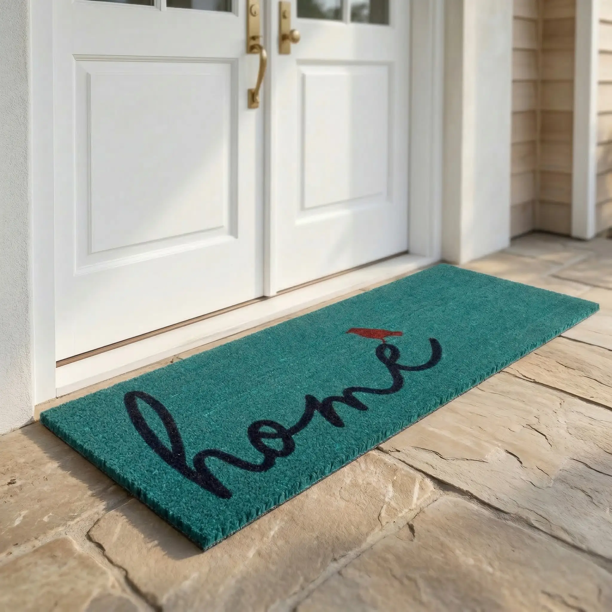 A Bird Perched on Home Coir Doormat, photo 8 of 21