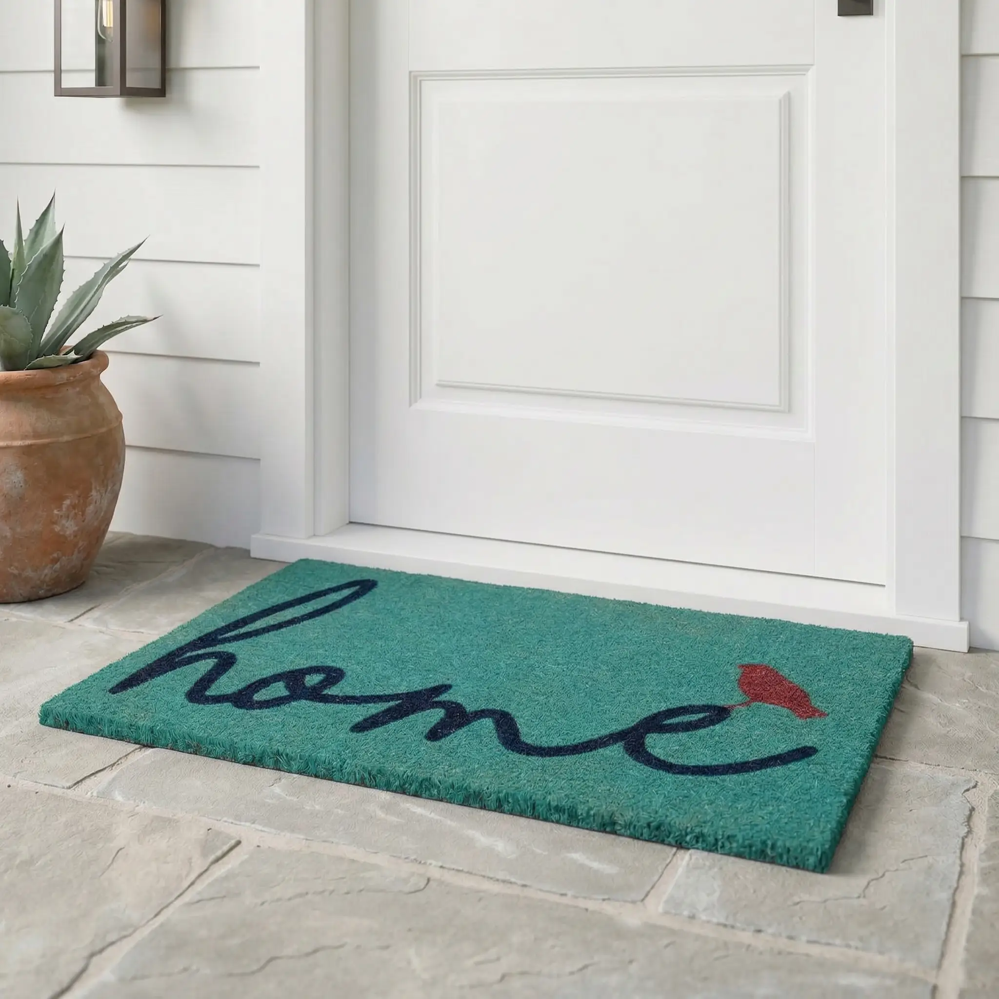 A Bird Perched on Home Coir Doormat by Fab Habitat