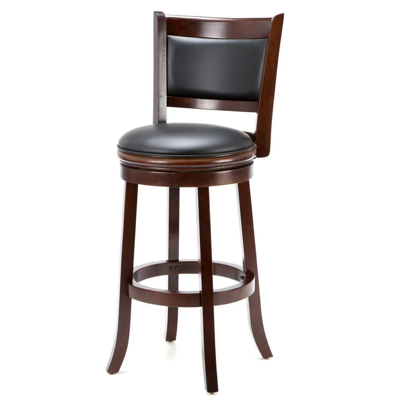 Cherry 29-inch Solid Wood Bar Stool with Faux Leather Swivel Seat by HomePacific