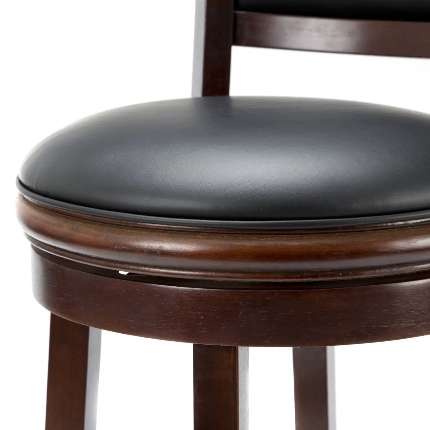 Cherry 29-inch Solid Wood Bar Stool with Faux Leather Swivel Seat by HomePacific
