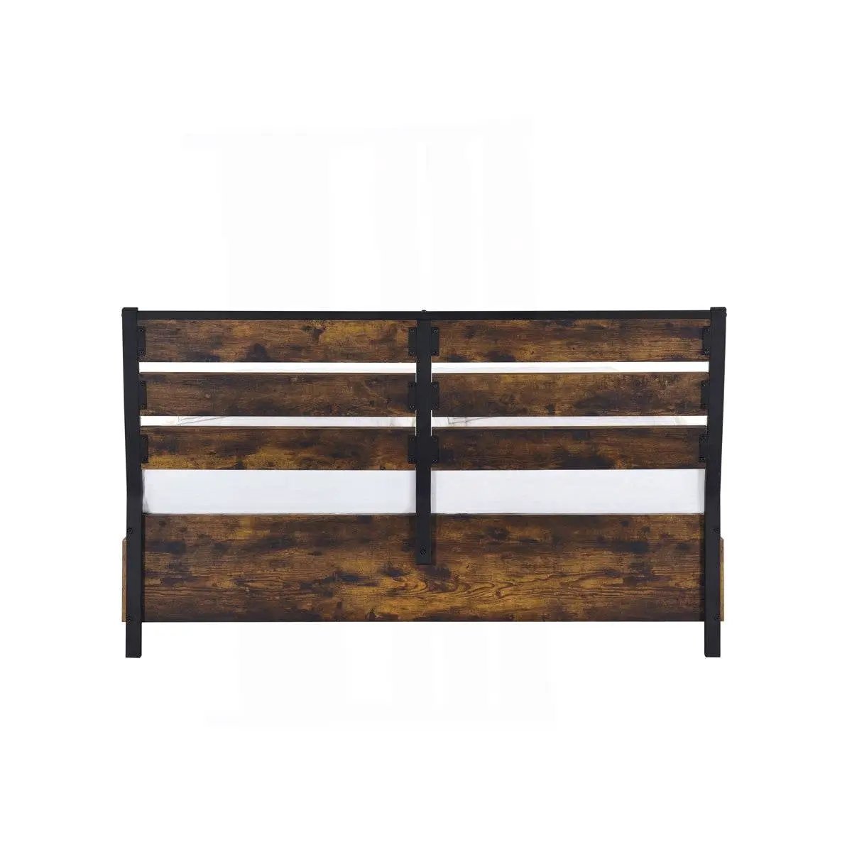 King Size Industrial Slatted Headboard Platform Bed Frame with 6 Storage Drawers by HomePacific