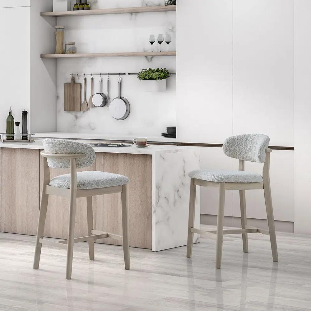 ACTU Counter Stools Set of 2, 26” Upholstered Bar Stools, Solid Wood, Mid-Century Modern by ACTU FURNITURE