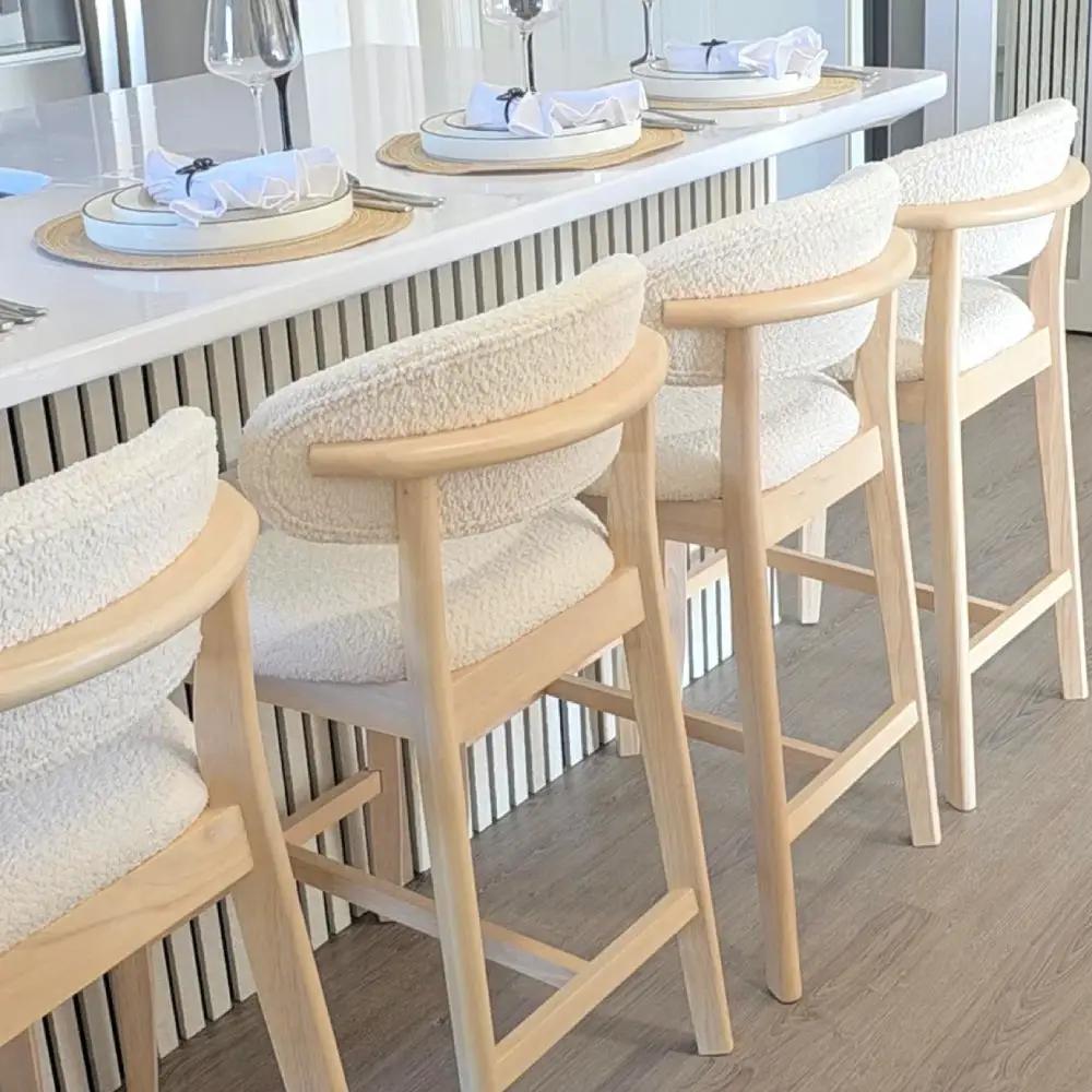 ACTU Counter Stools Set of 2, 26” Upholstered Bar Stools, Solid Wood, Mid-Century Modern by ACTU FURNITURE