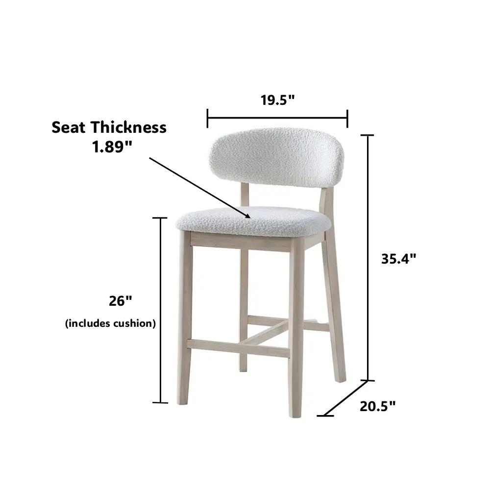 ACTU Counter Stools Set of 2, 26” Upholstered Bar Stools, Solid Wood, Mid-Century Modern by ACTU FURNITURE