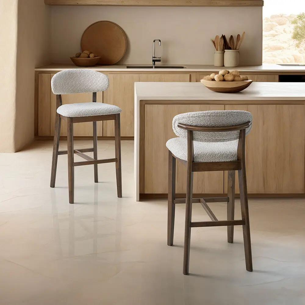 ACTU Bar Stools Set of 2, 30” Upholstered Bar Height Stools, Solid Wood, Mid-Century Modern by ACTU FURNITURE