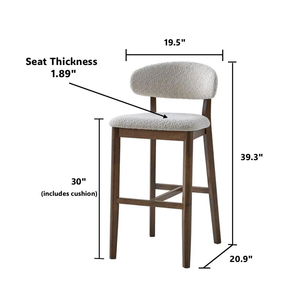 ACTU Bar Stools Set of 2, 30” Upholstered Bar Height Stools, Solid Wood, Mid-Century Modern by ACTU FURNITURE