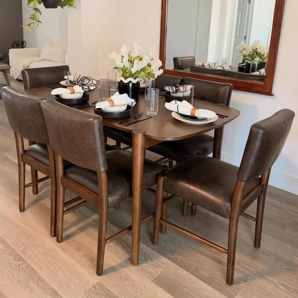 ACTU 58” Mid-Century Modern Dining Table Set for Small Spaces (Seats 4–6) by ACTU FURNITURE