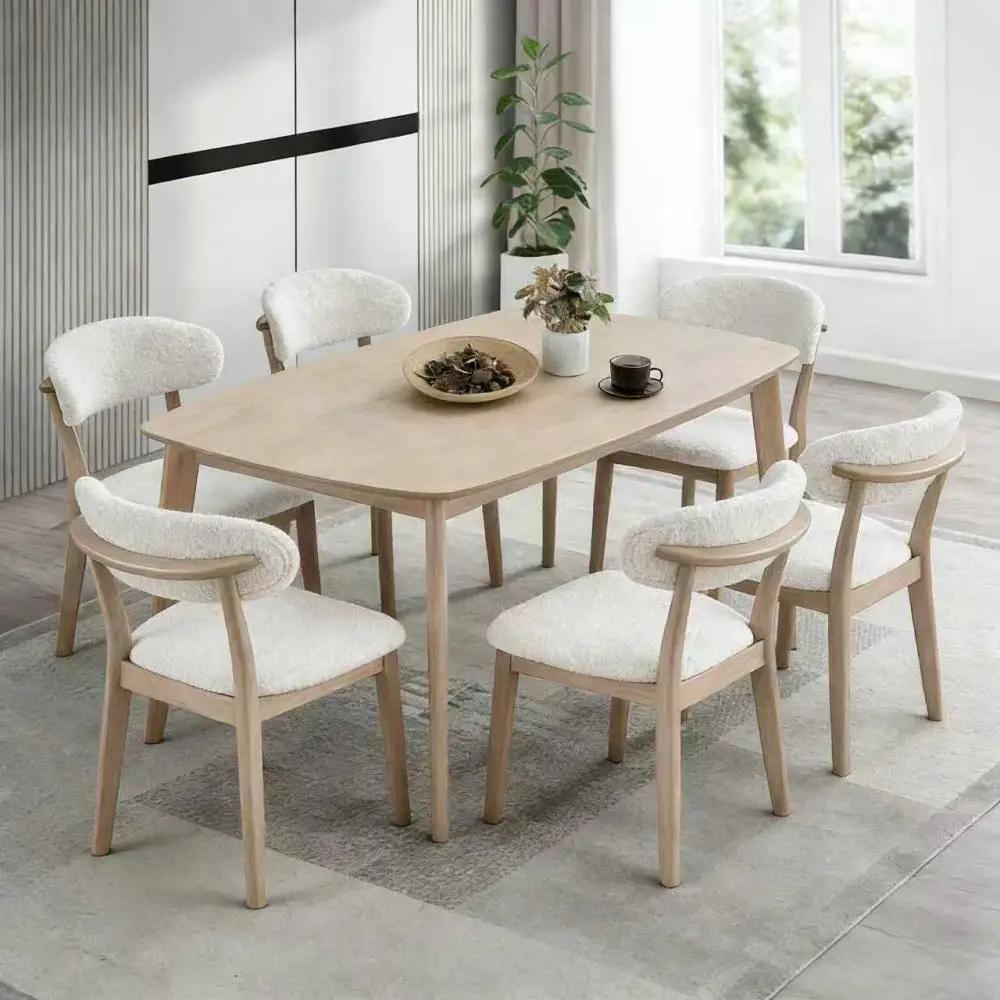 ACTU Scandinavian Dining Table Set with Upholstered Chairs for Small Spaces (Seats 4–6) by ACTU FURNITURE