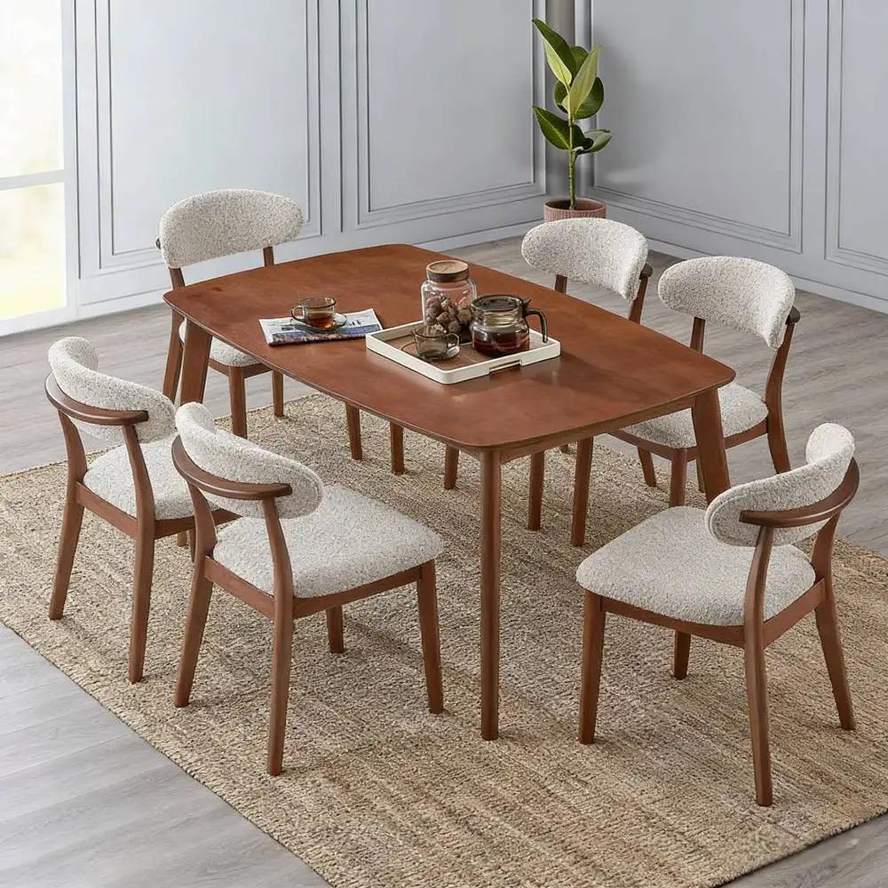 ACTU Scandinavian Dining Table Set with Upholstered Chairs for Small Spaces (Seats 4–6) by ACTU FURNITURE