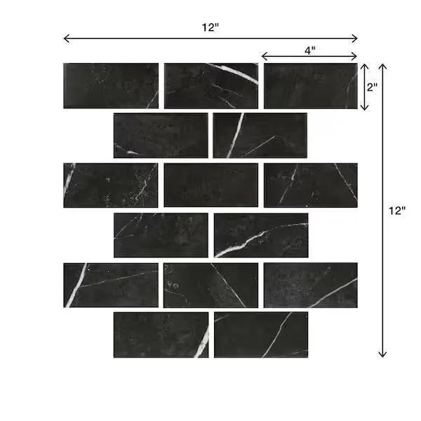Open Box Daltile Restore Black Marble 12 in. x 12 in. Glazed Ceramic Brick Joint Mosaic Tile (9.96 sq. ft./Case) by Selzalot